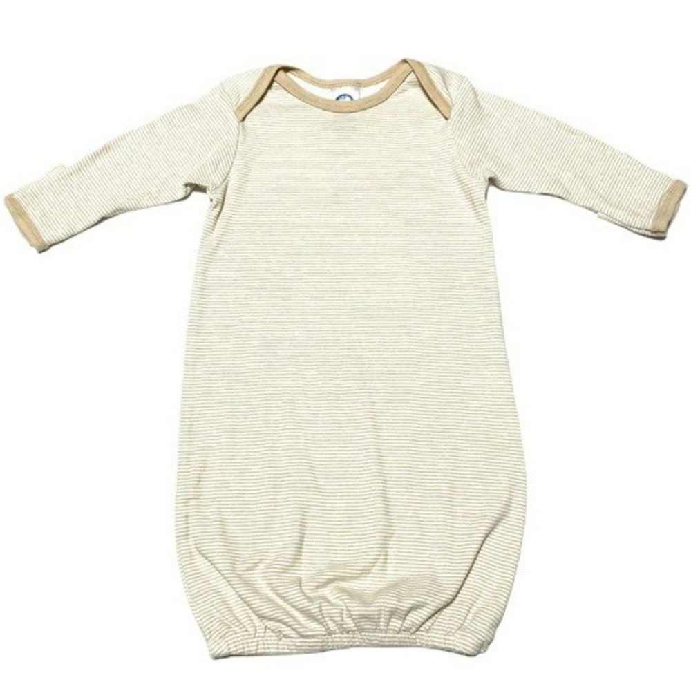 Gerber Pajama Tan Stripe Nightgown Sleeper with Foldable Mittens